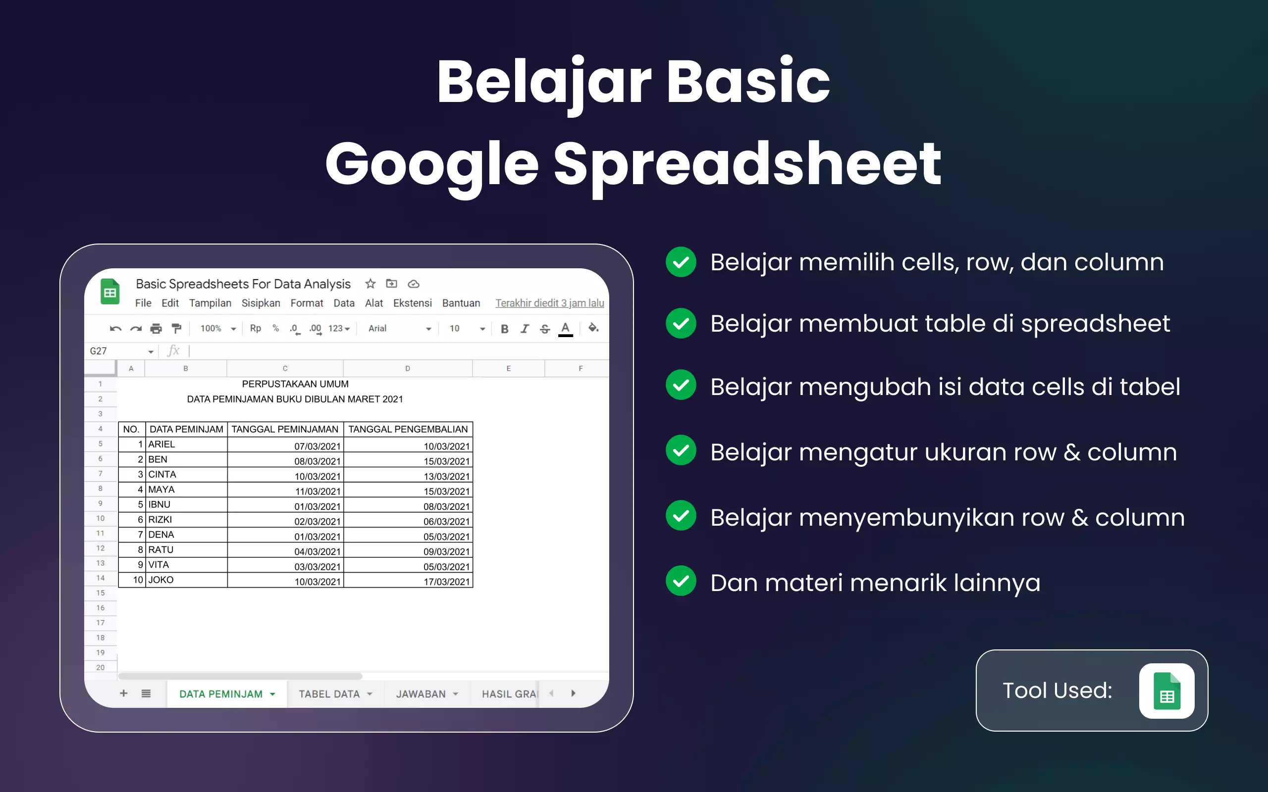 Foto kelas Basic Spreadsheets For Data Analysis