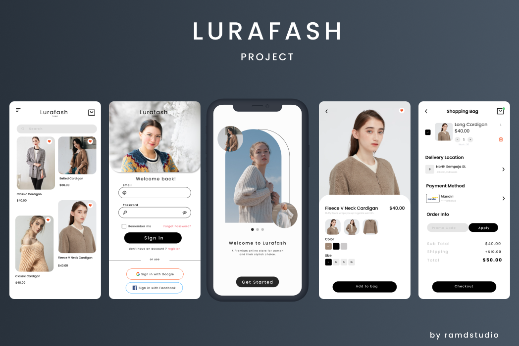 Hasil karya projek Lurafash Project belajar design dan code di BuildWithAngga