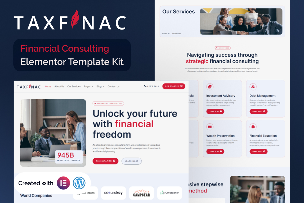 Hasil karya projek Taxfinac - Financial Consulting belajar design dan code di BuildWithAngga