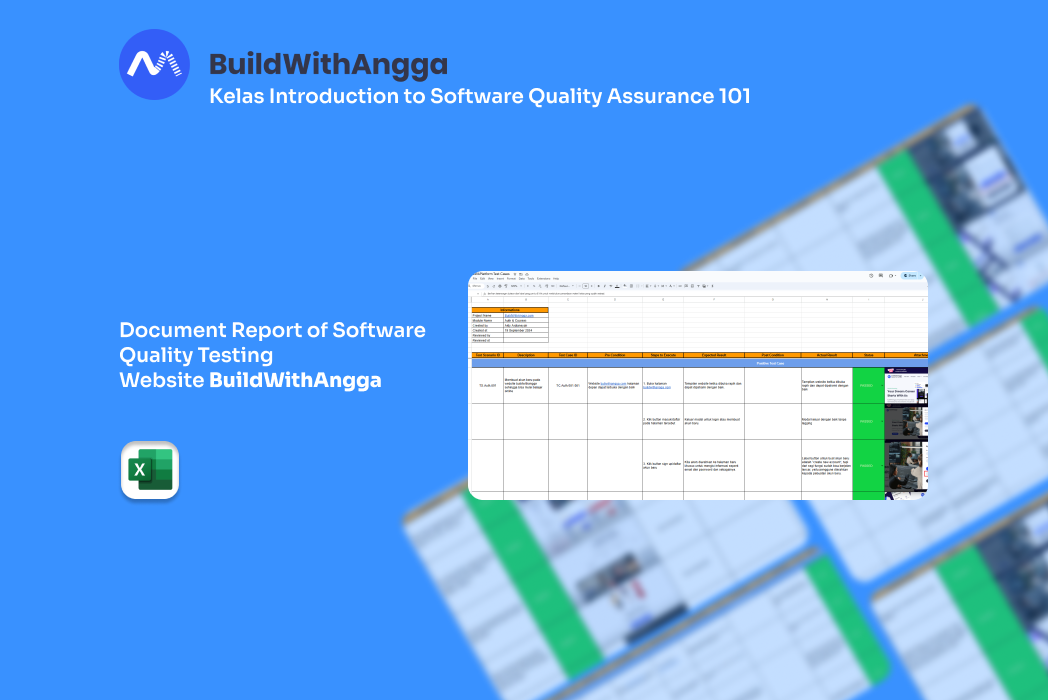 Hasil karya projek Document Report of Software Quality Testing Website BuildWithAngga belajar design dan code di BuildWithAngga