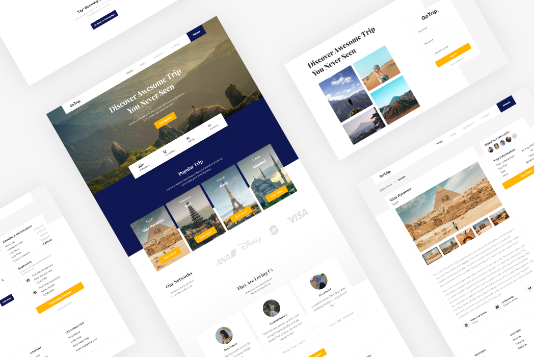 Hasil karya GoTrip Travel Agency Website di BuildWithAngga