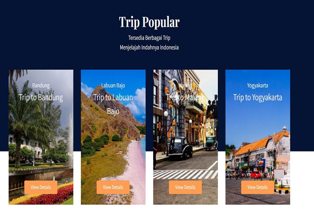 Hasil karya Website Travel Nomads belajar di BuildWithAngga