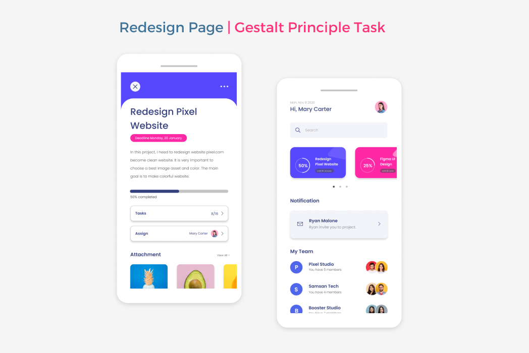 Hasil karya projek Redesign Page | Gestalt Principle Task belajar design dan code di BuildWithAngga