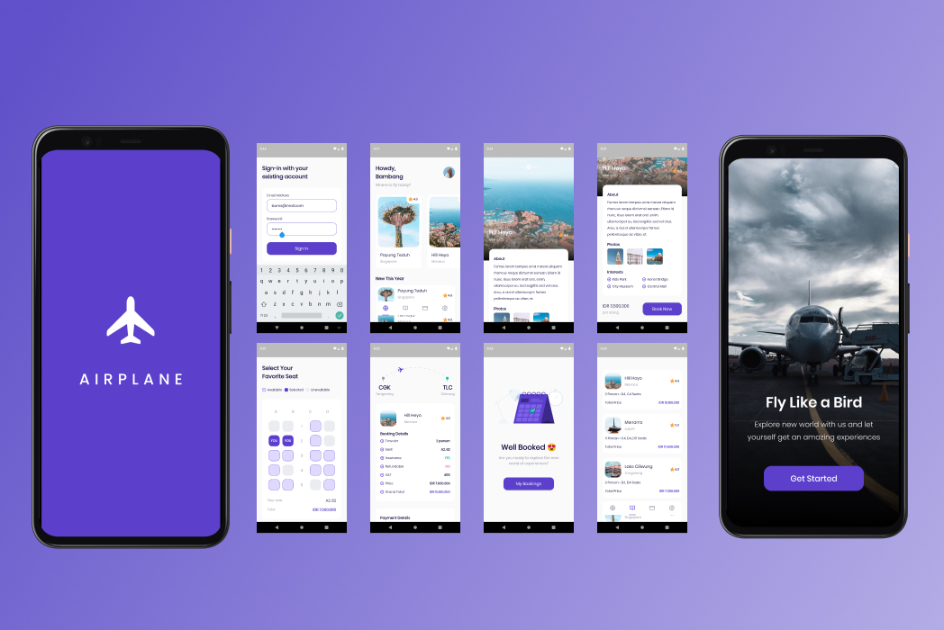 Hasil karya Airplane Travel App di BuildWith Angga
