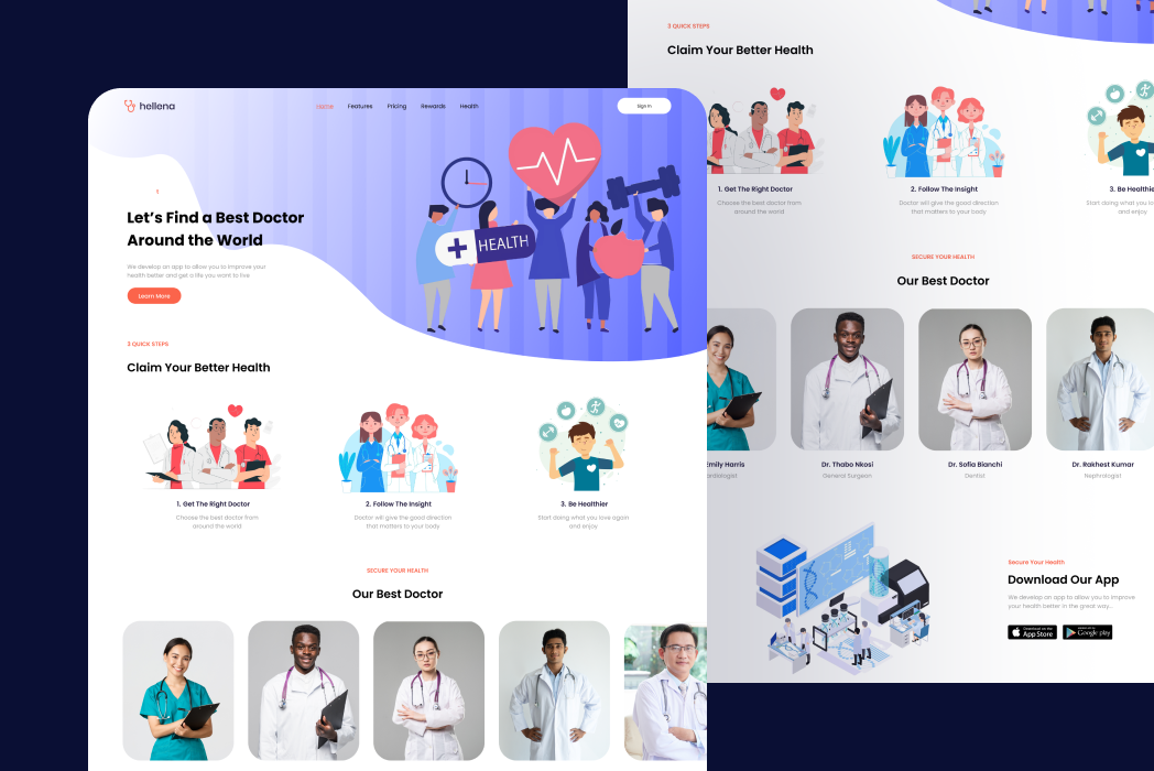 Hasil karya Landing Page Medical Health di BuildWithAngga