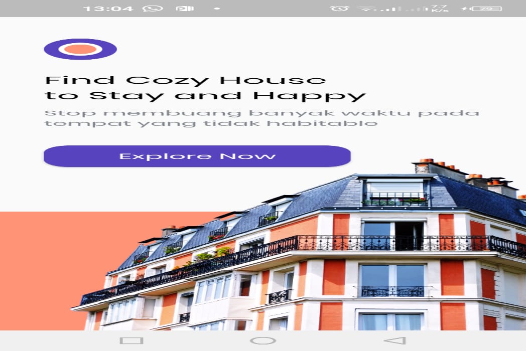 Hasil karya projek Find House App belajar design dan code di BuildWithAngga