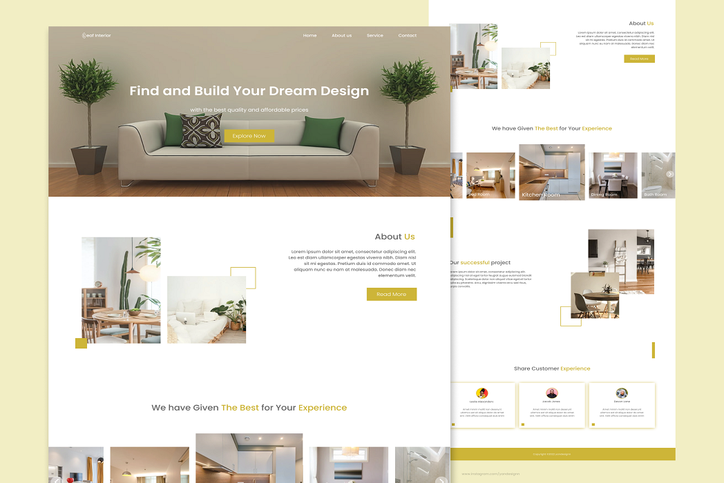 Hasil karya projek Leaf Interior Web Design belajar design dan code di BuildWithAngga