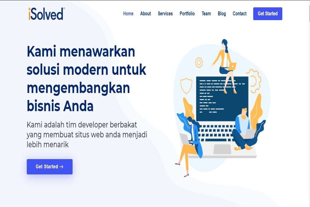 Hasil karya projek iSolved Landing Page belajar design dan code di BuildWithAngga