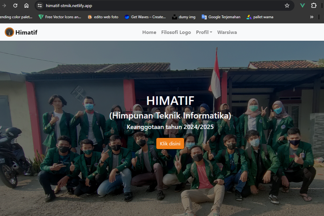 Hasil karya website interface Himpunan di BuildWithAngga