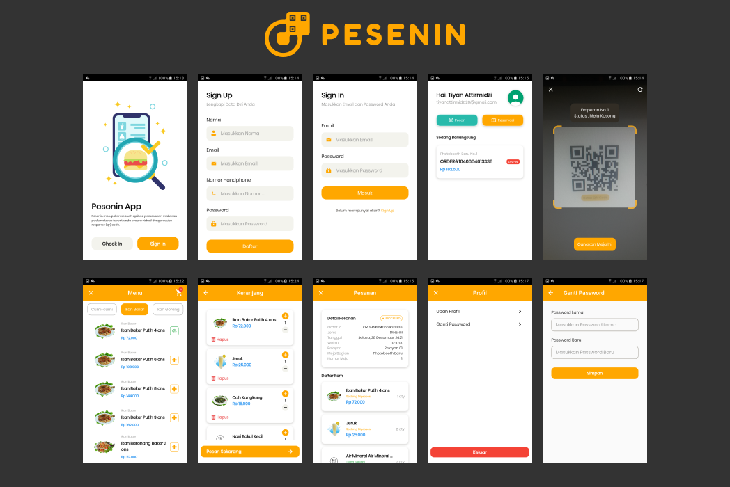 Hasil karya Pesenin App - Customer di BuildWithAngga