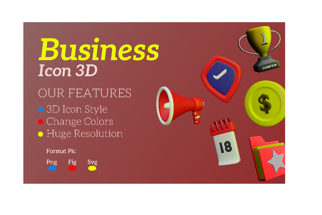 Hasil karya business icon 3D di BuildWith Angga