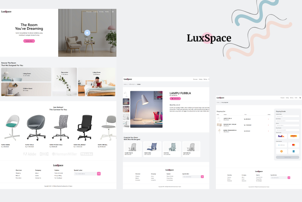 Hasil karya projek Lux Space belajar design dan code di BuildWithAngga