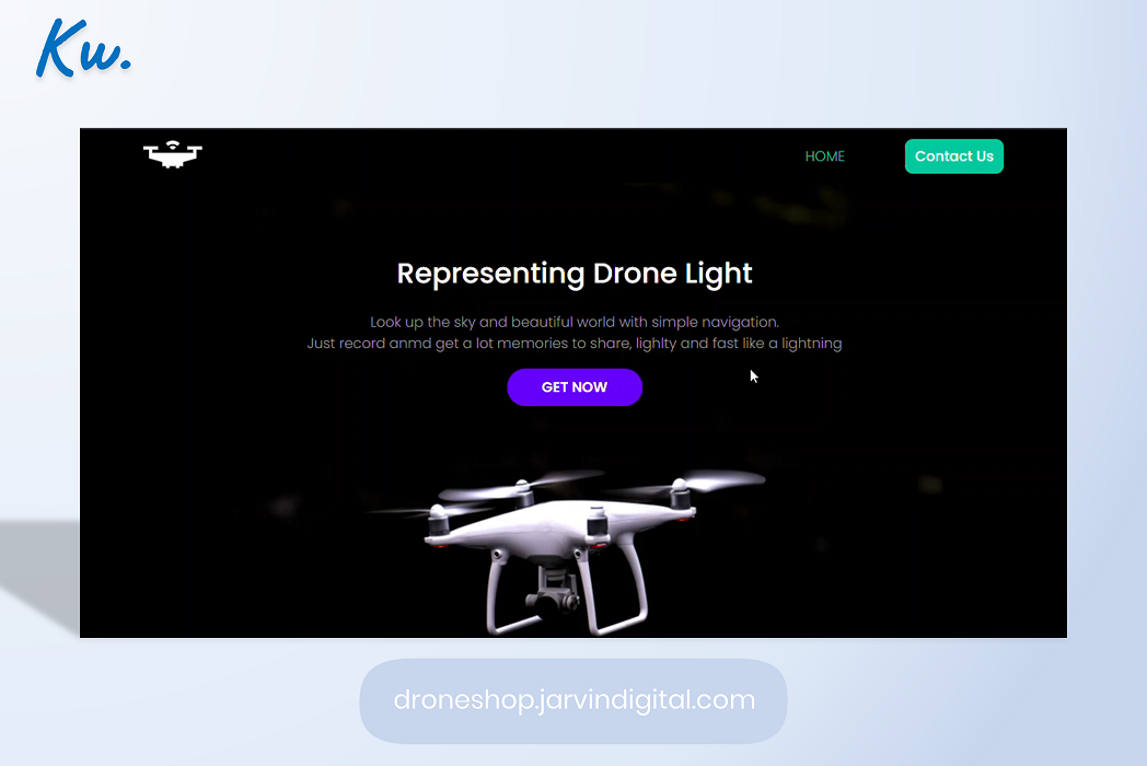 Hasil karya projek Website Penjualan Drone belajar design dan code di BuildWithAngga