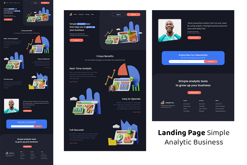 Hasil karya Landing Page Simple Analytic Business di BuildWith Angga
