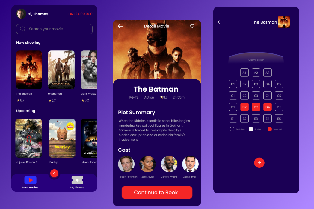Hasil karya Movie Mobile Apps Design di BuildWithAngga