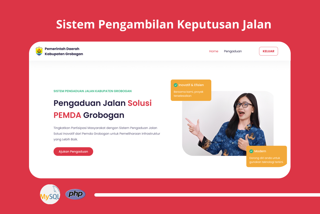 Hasil karya projek Sistem Pengambilan Keputusan Pengaduan Jalan belajar design dan code di BuildWithAngga