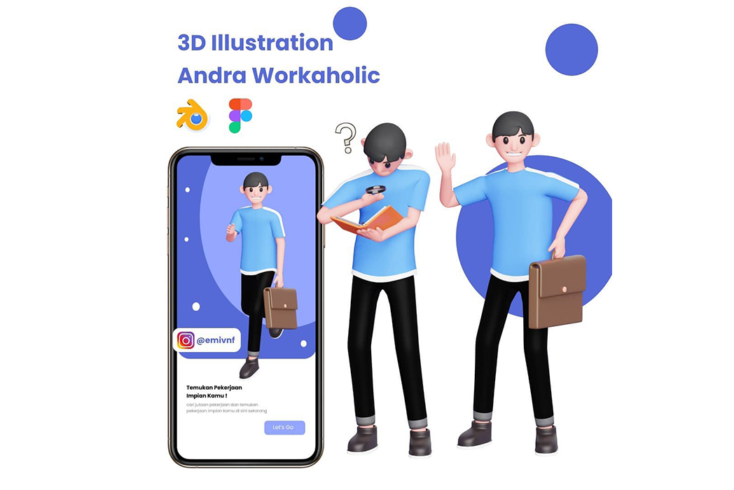 Hasil karya 3D Illustration Andra Workaholic di BuildWith Angga