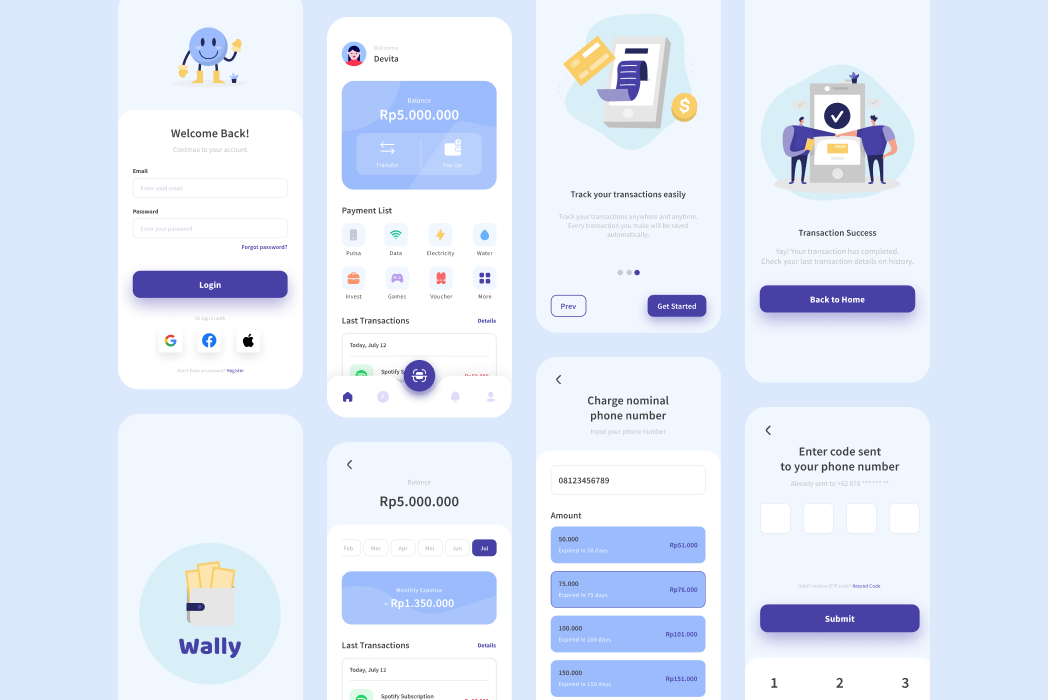 Hasil karya E-Wallet App - Wally di BuildWith Angga