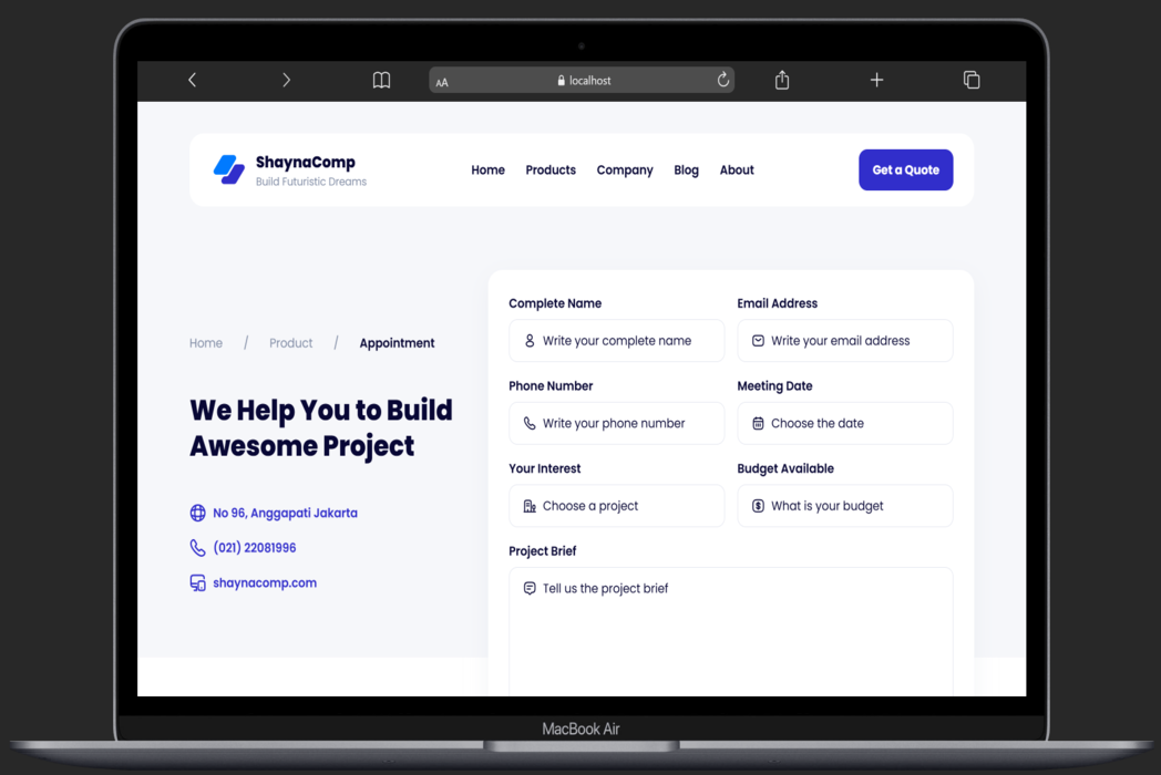 Hasil karya Company Profile Multi di BuildWithAngga