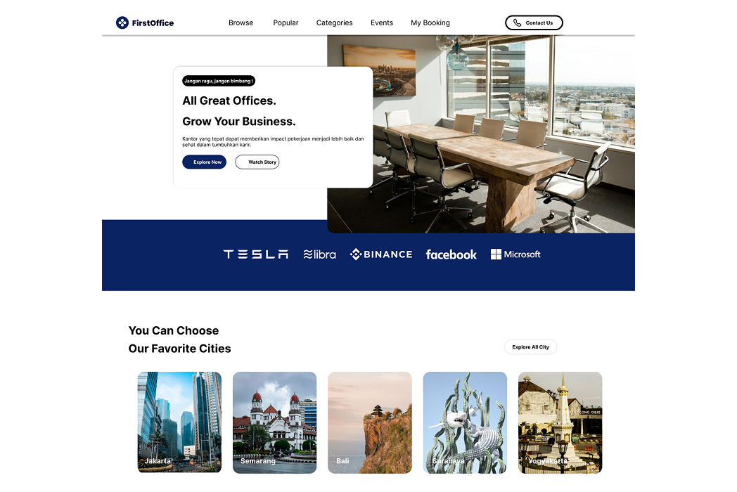 Hasil karya Website Rent Office Spaces di BuildWithAngga