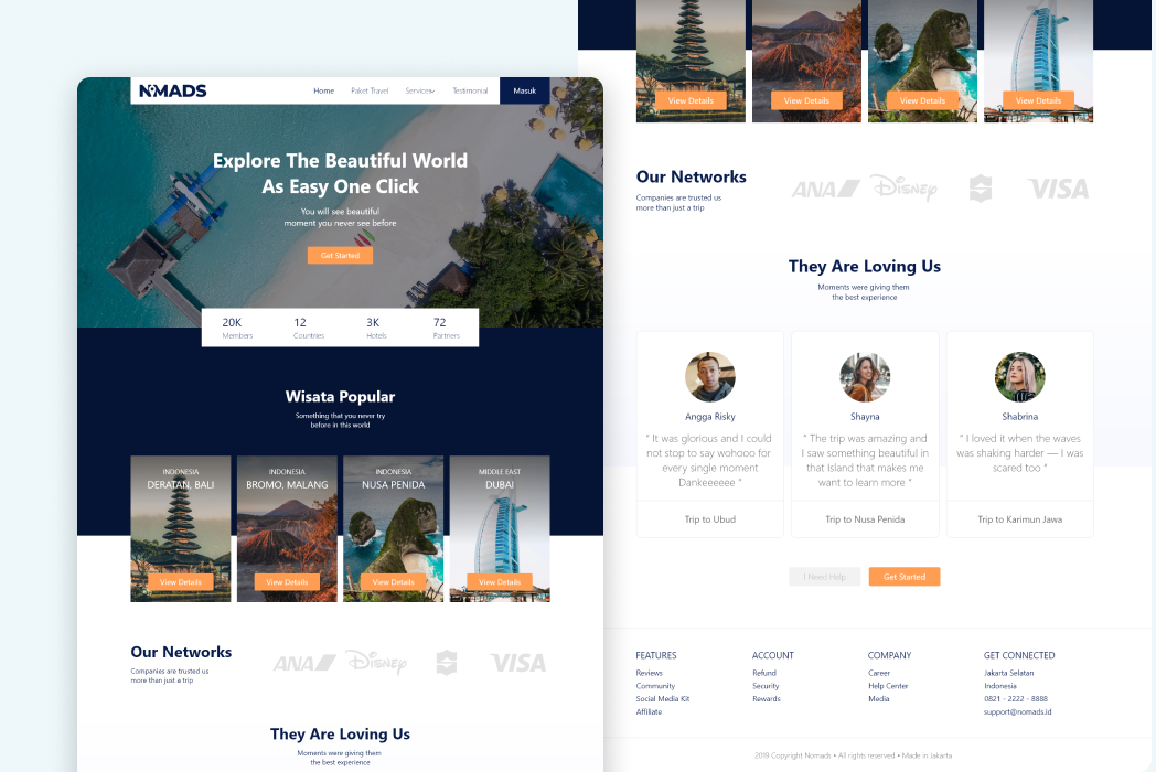 Hasil karya projek Fullstack Web Developer - Membangun Website Travel Agency belajar design dan code di BuildWithAngga