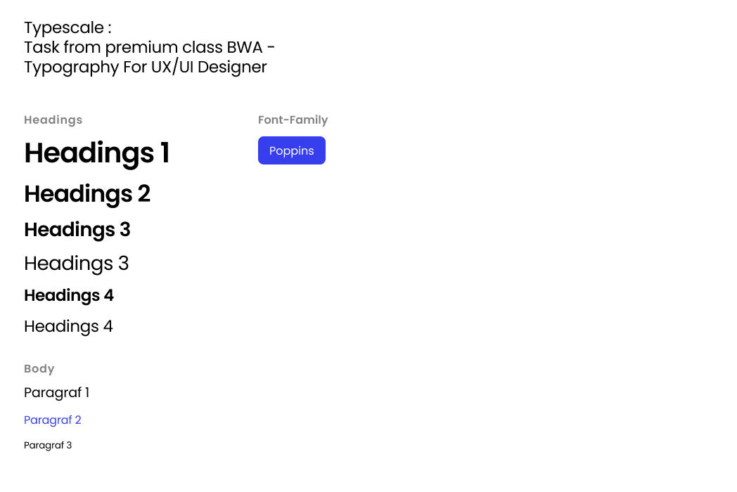 Hasil karya Task from premium class BWA - Typography For UX/UI Designer di BuildWithAngga