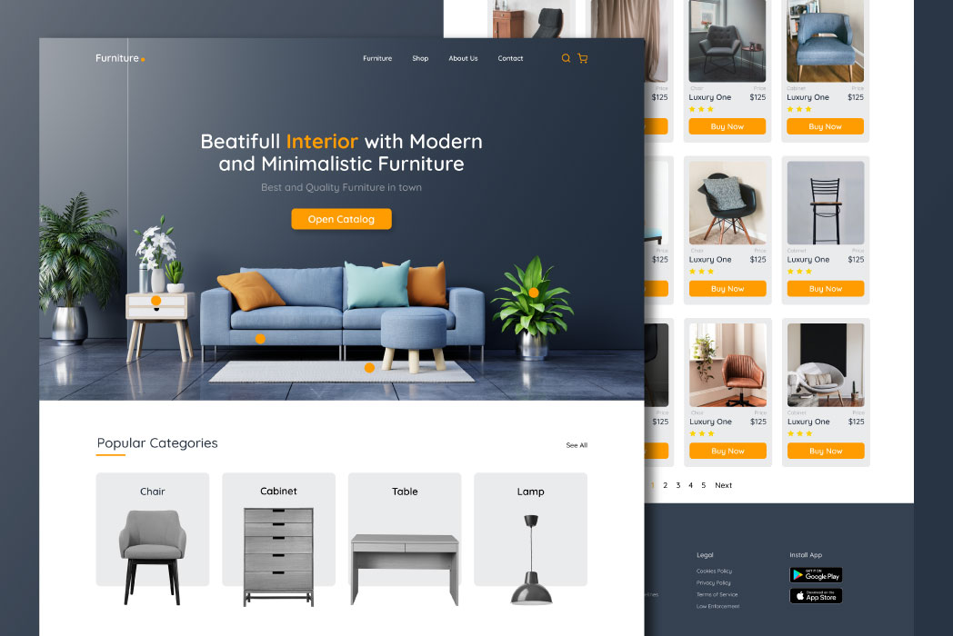 Hasil karya Furniture Web Design di BuildWith Angga