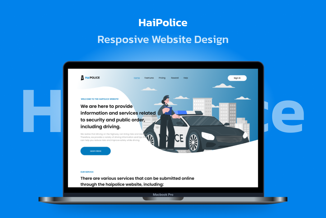 Hasil karya projek HaiPolice - Responsive Website Design belajar design dan code di BuildWith Angga