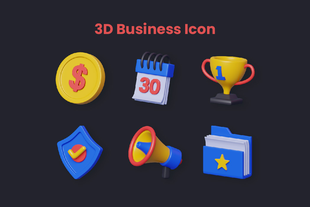 Hasil karya 3D Business Icon Set belajar di BuildWith Angga