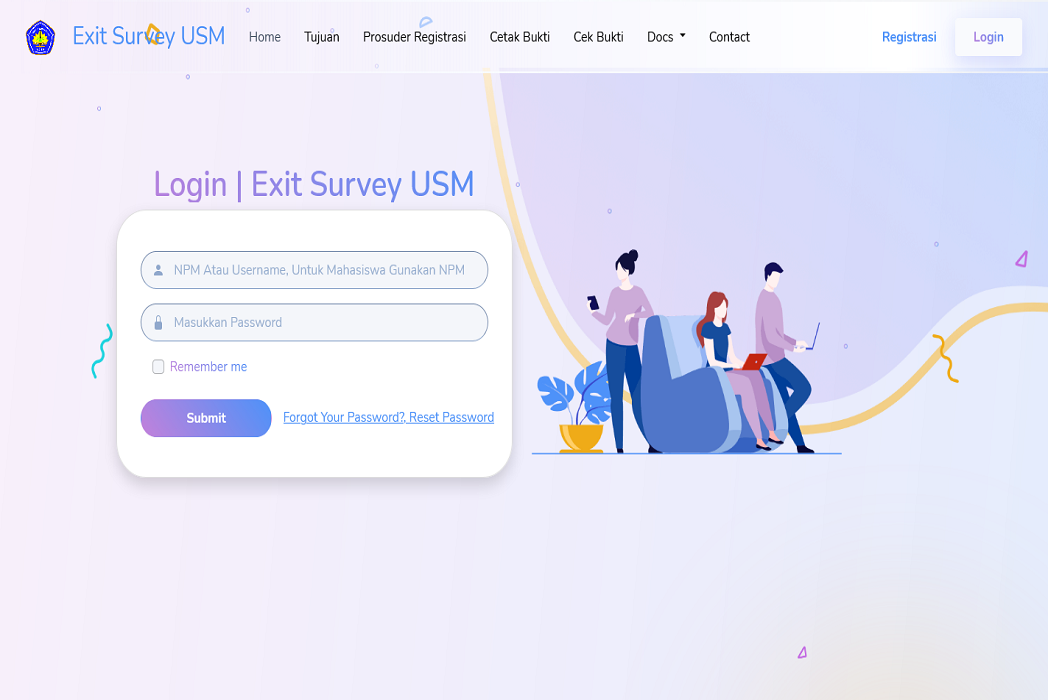 Hasil karya projek Exit-Survey USM belajar design dan code di BuildWithAngga