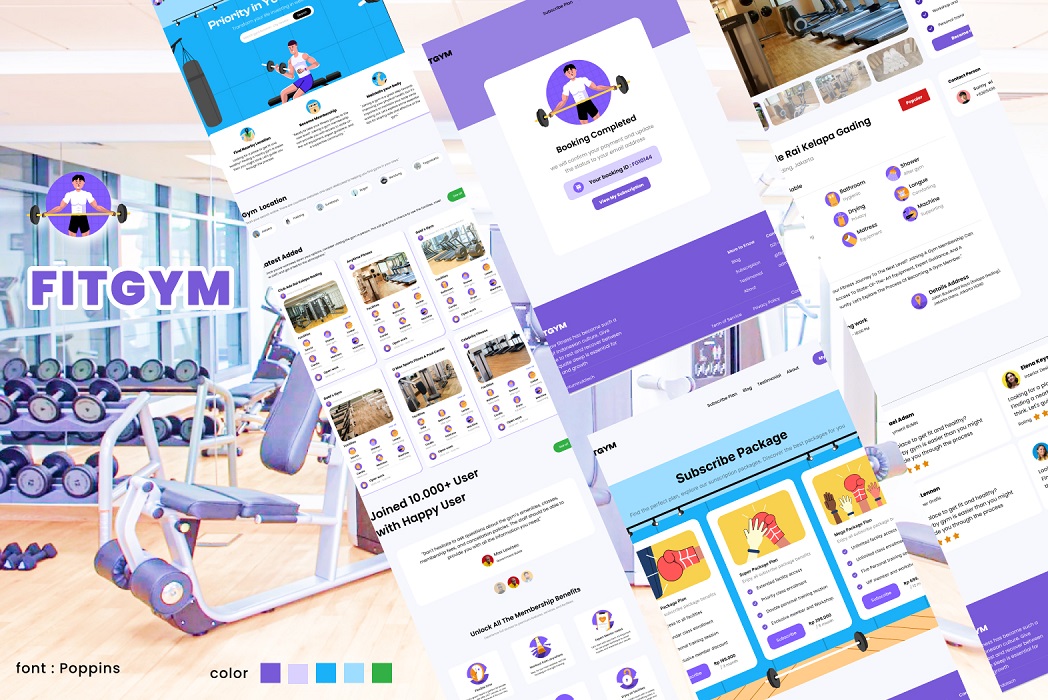 Hasil karya projek Fitgym Health belajar design dan code di BuildWithAngga