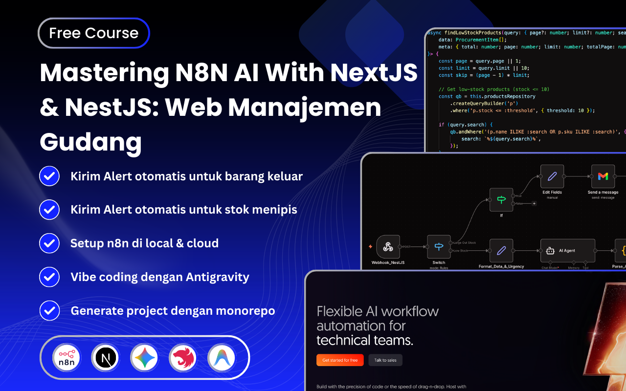 Kelas Mastering N8N AI with NextJS & NestJS: Web Manajemen Gudang di BuildWithAngga