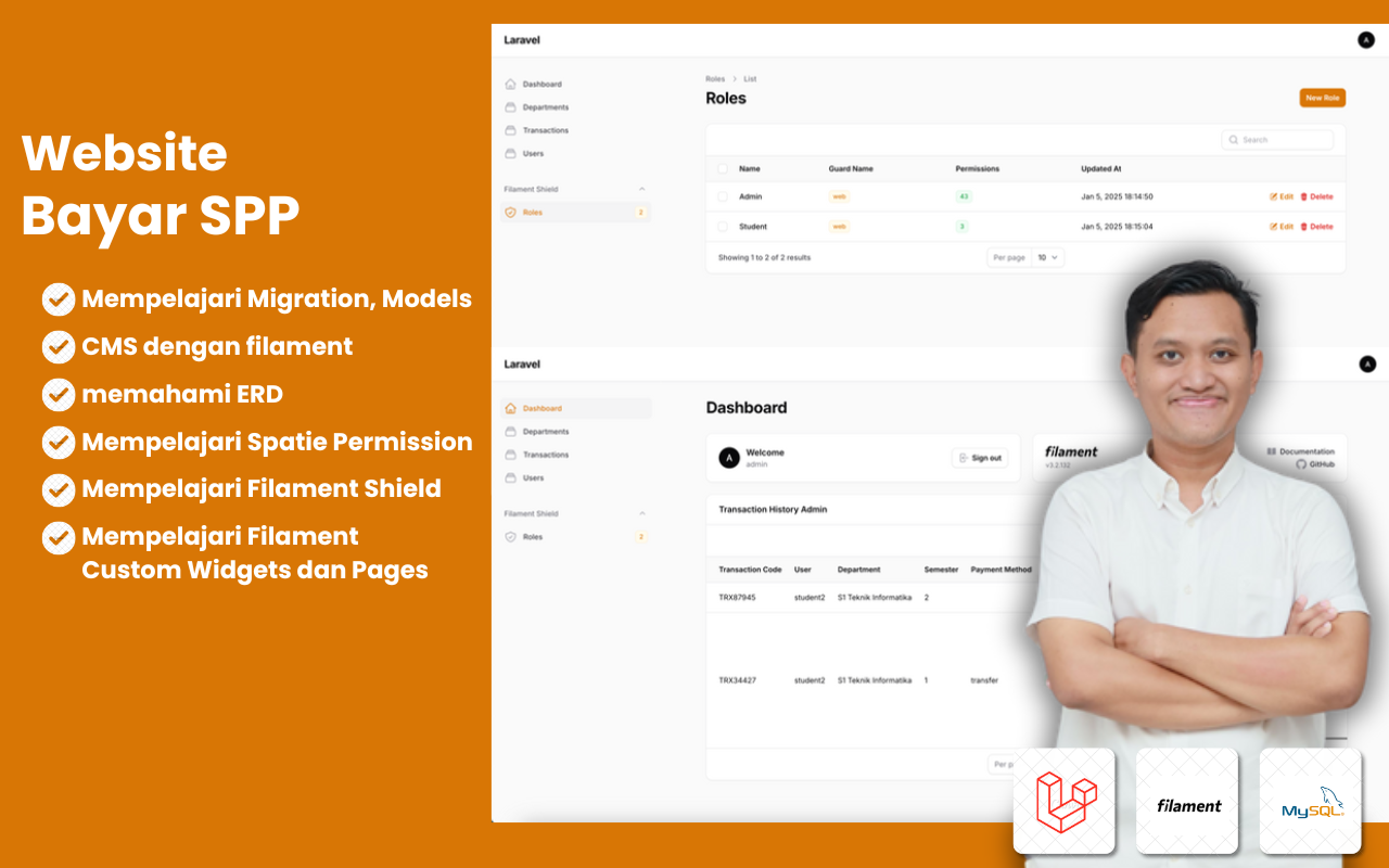 Kelas Laravel 11, Filament, MySQL: Web Bayar SPP di BuildWithAngga