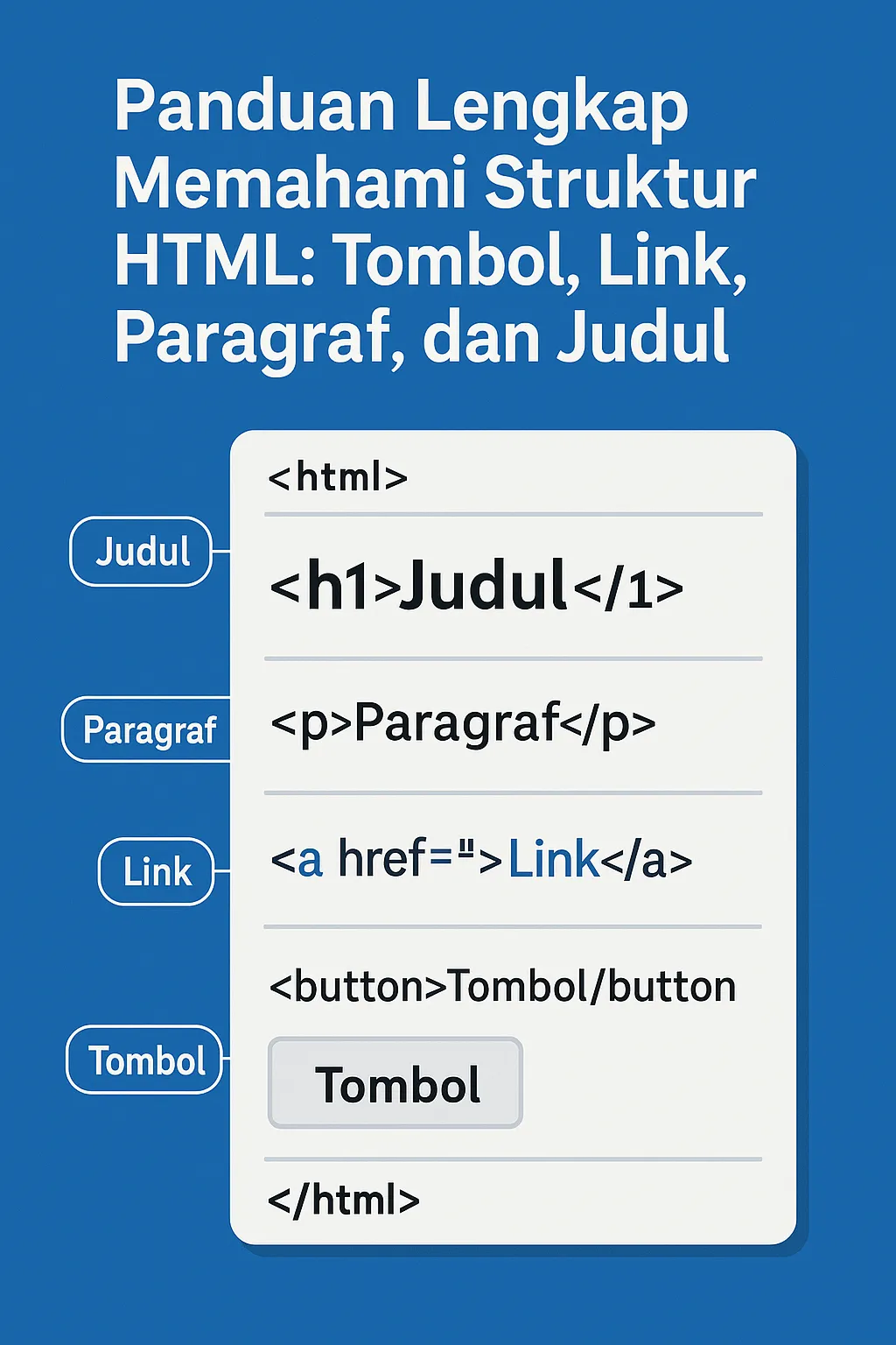 Kelas Panduan Lengkap Struktur HTML: Elemen Teks, Link, dan Tombol di BuildWithAngga