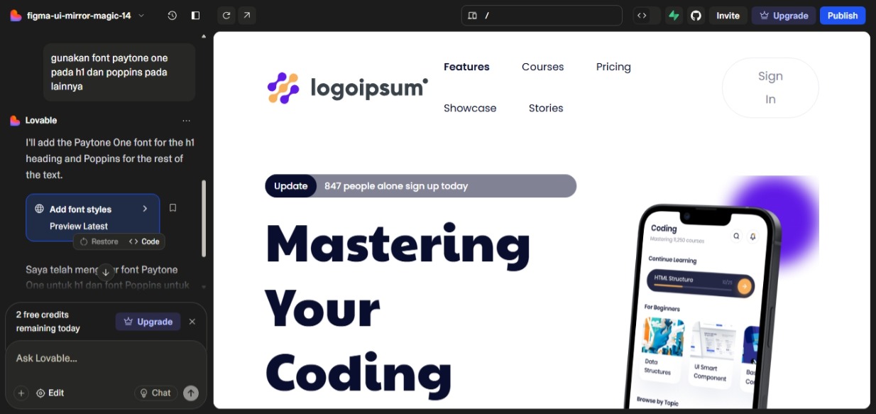 Kelas Cara Mengubah Desain Figma Menjadi HTML dengan Lovable AI (Step-by-Step) di BuildWithAngga