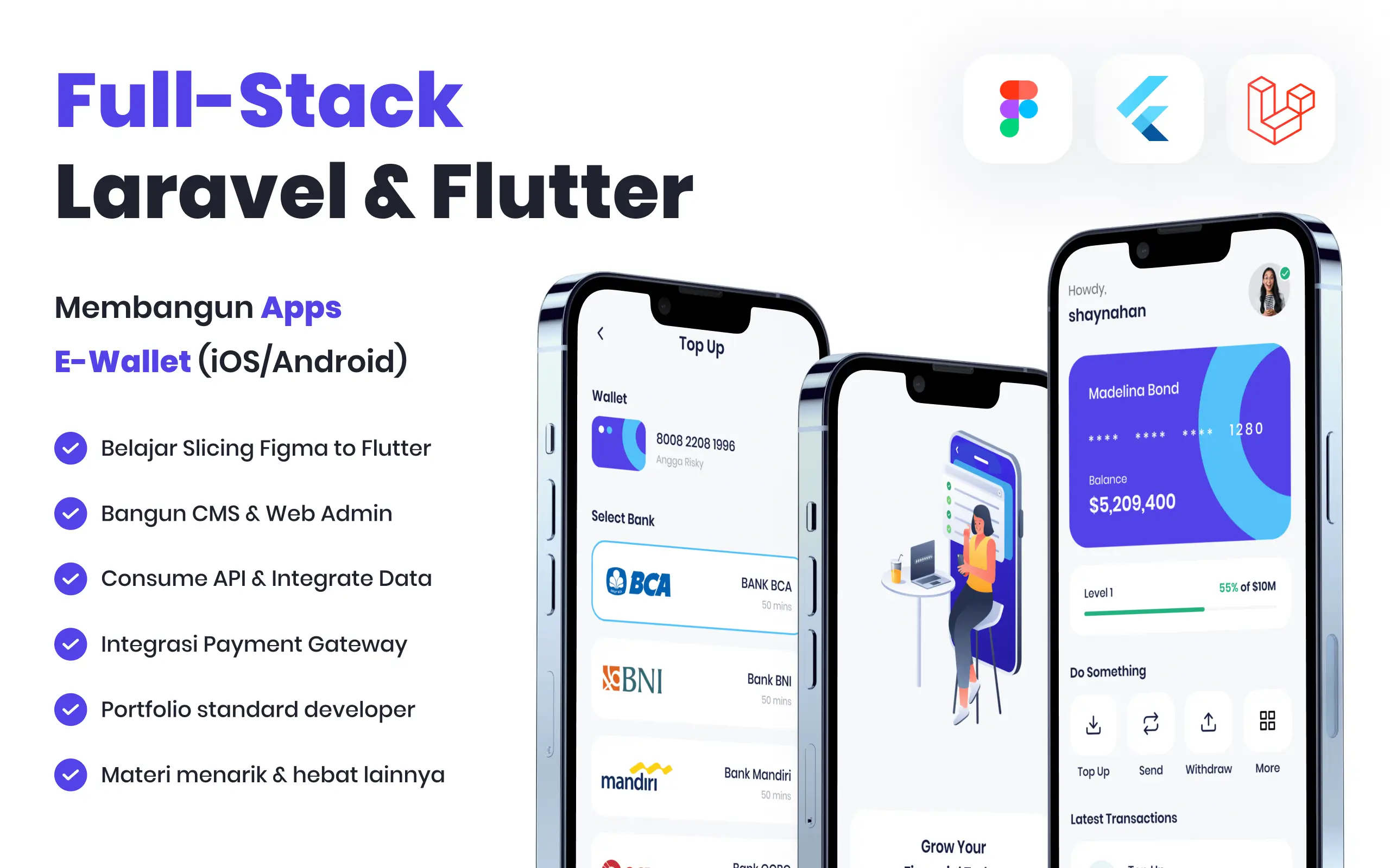 Kelas Full-Stack Laravel Flutter: Build e-Wallet Mobile Apps di BuildWithAngga