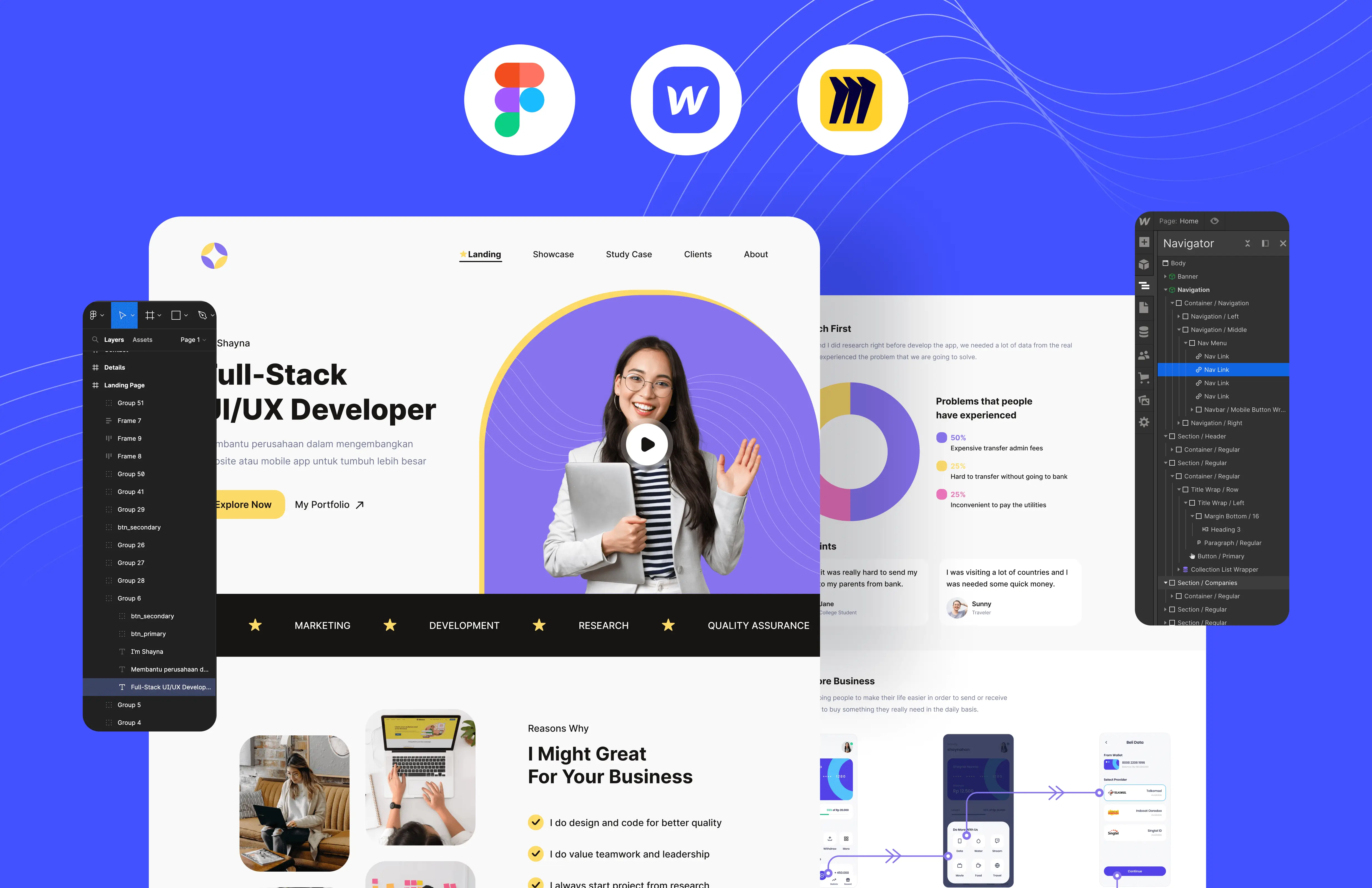 UI/UX Design & Webflow Developer: Bikin Website Portfolio Freelancer