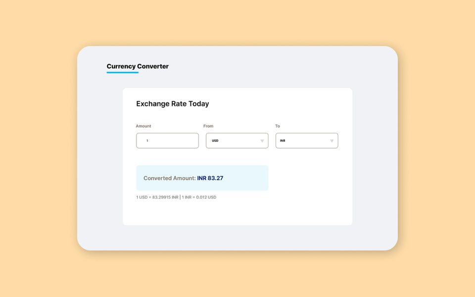 contoh proyek Currency Converter (source: dribbble.com/ErriGarcia)