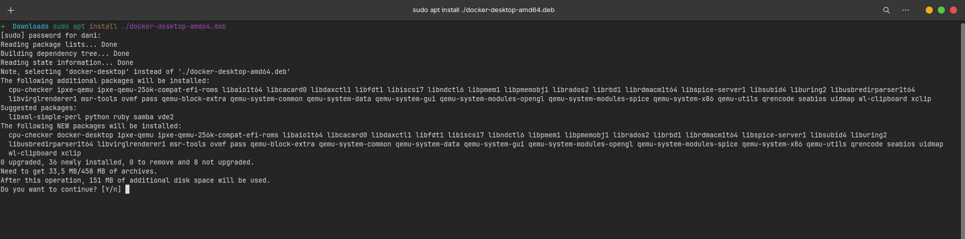 Picture install docker desktop package