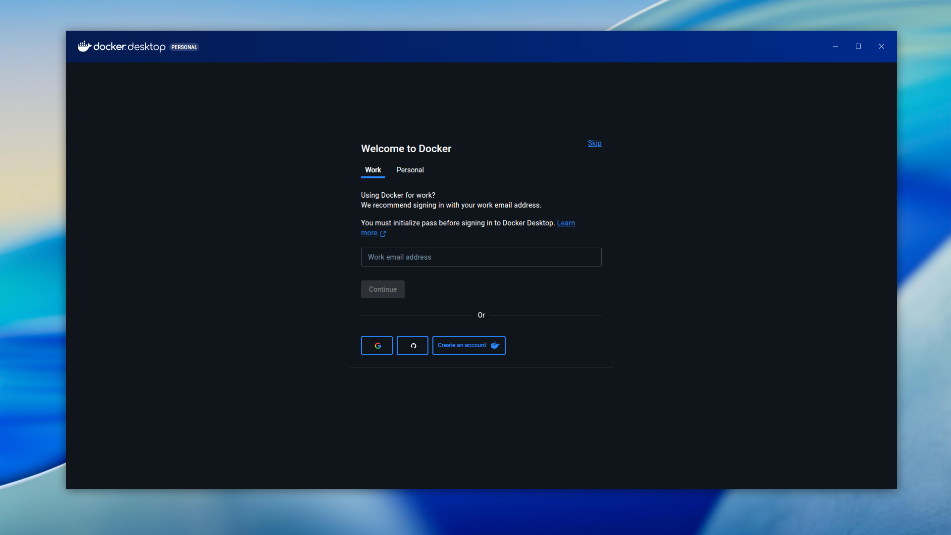 Picture welcome to docker