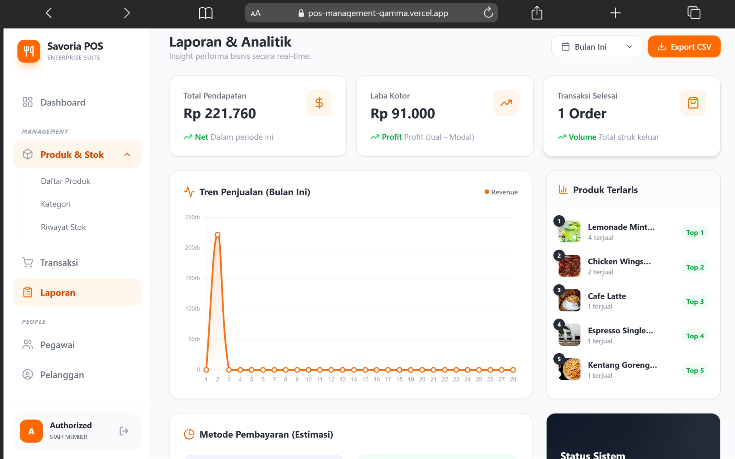  Laporan hanya menyajikan data dari backend, bukan mengolah ulang kebenaran.