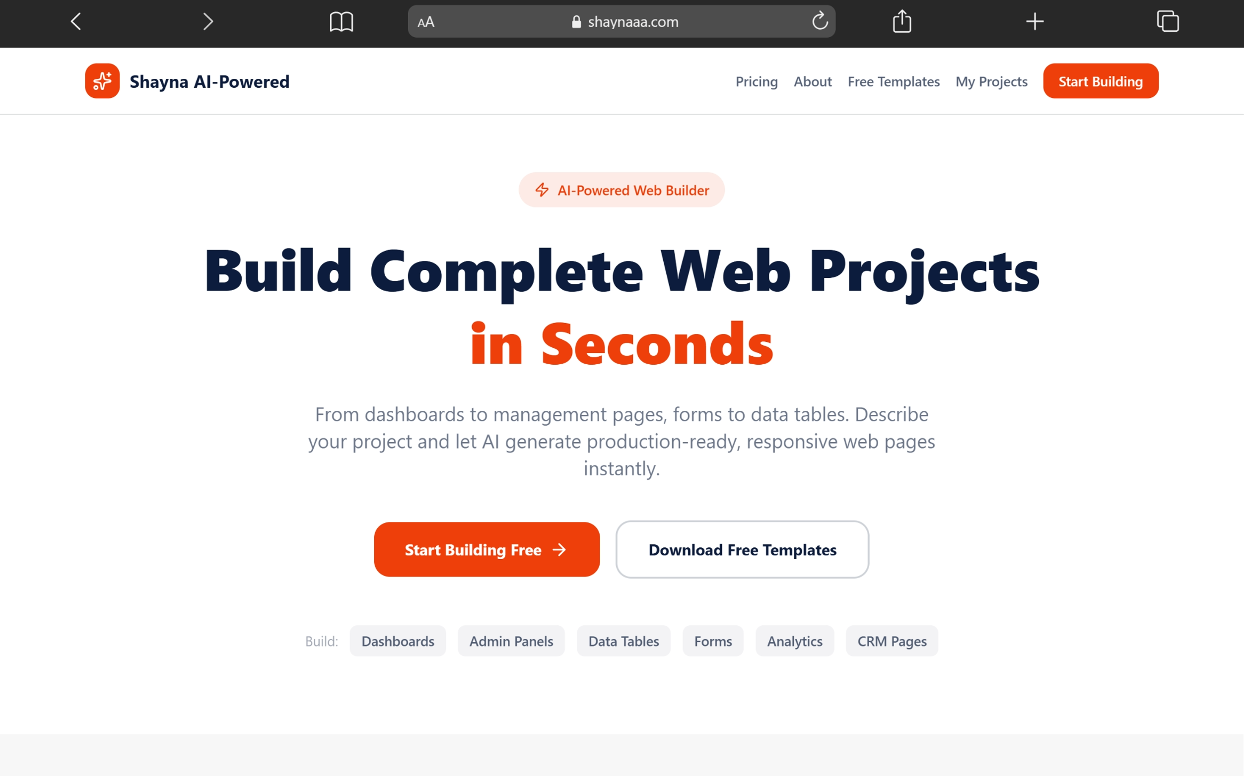 Landing page Shaynaa AI-Powered