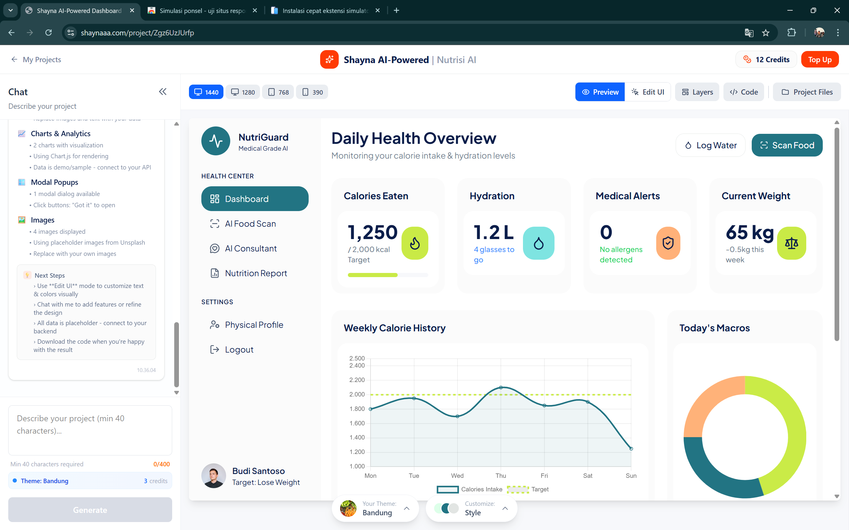 Review UI hasil generate promt
