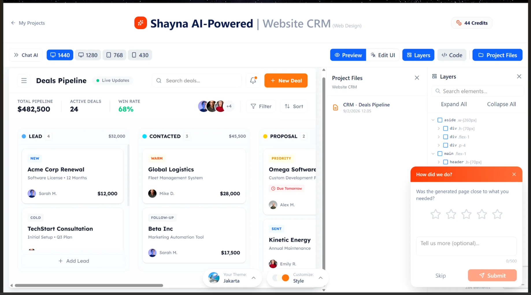 Rapikan hasil generate shaynaa dengan mode Edit UI