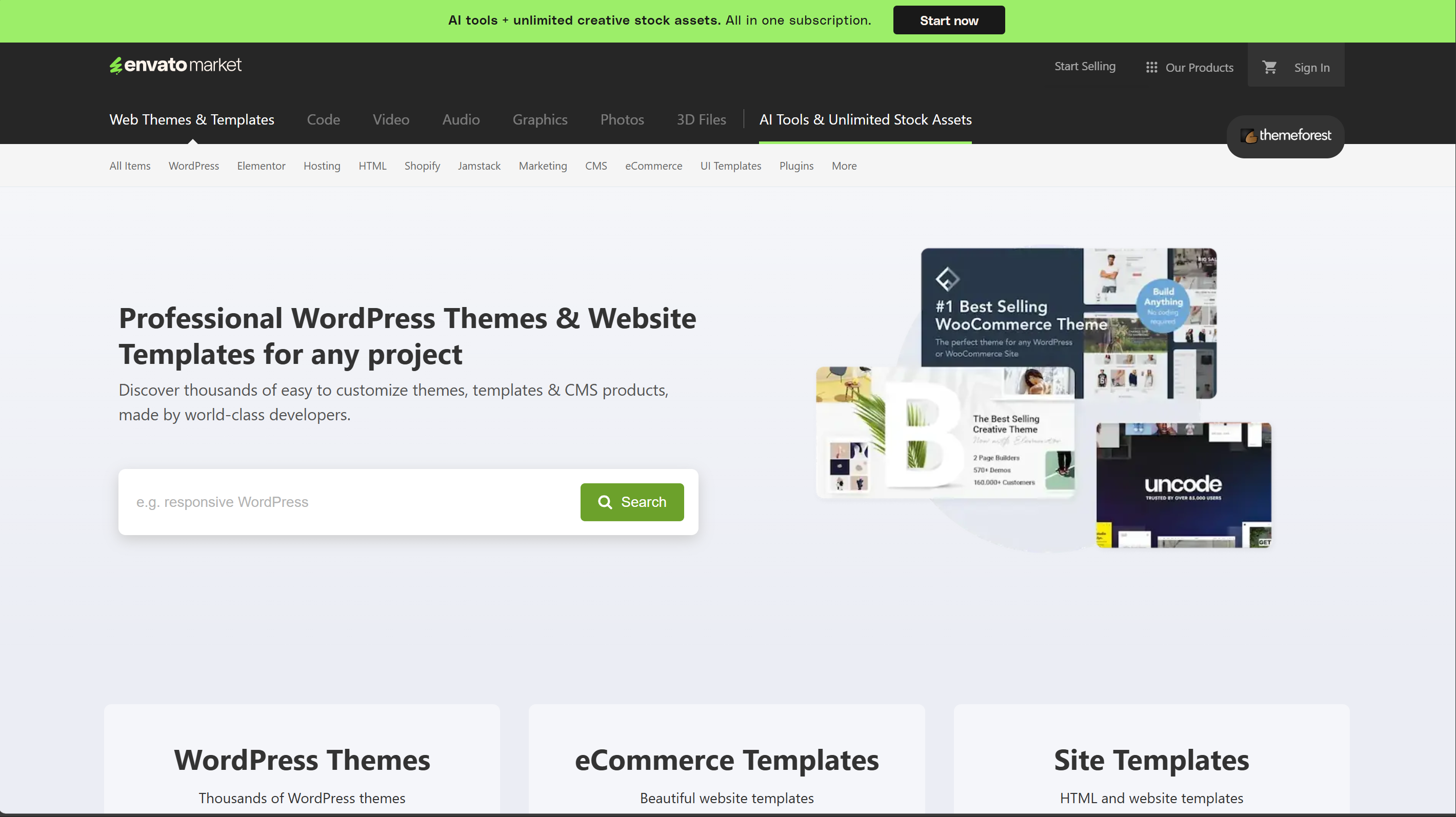 Landing page ThemeForest