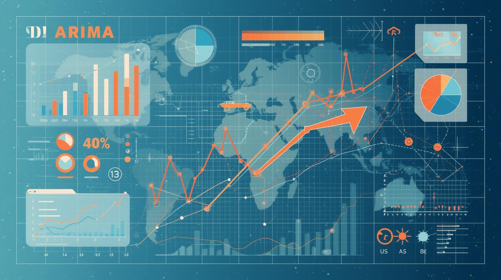 ARIMA: Grafik prediksi tren penjualan otomatis.