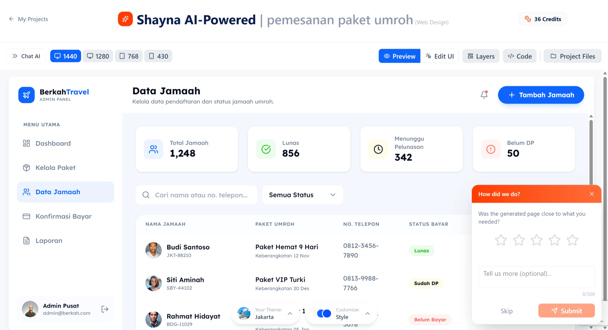 Shayna AI-Powered Dashboard Generator - Google Chrome 20_02_2026 08.57.29.png