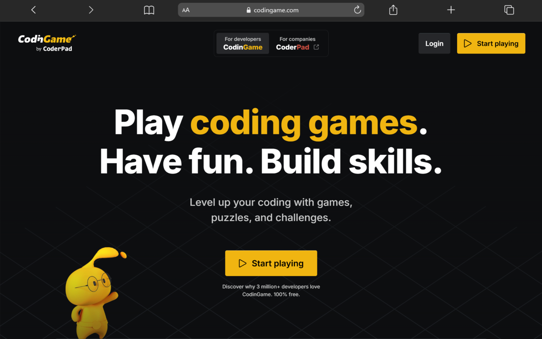 Landing Page Codingame