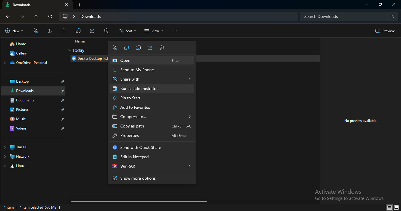 Jalankan sebgai administrator