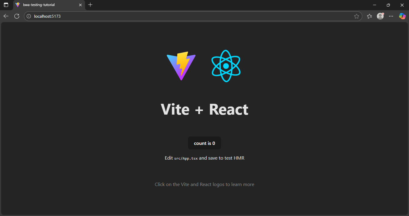 Tampilan Default Vite